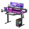 AMAMIA Electric Standing Gaming Desk, 48 x 24 in,RGB and USB Bullet Points