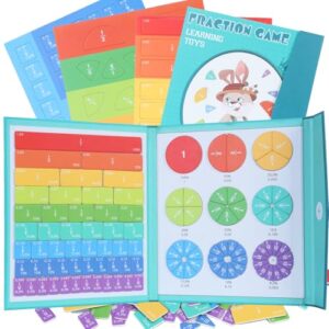 AMAMIA Montessori Magnetic Book Fraction Puzzle,Educational Math Fraction Manipulatives for Child,Magnetic Fraction Tiles for Elementary School,Magnetic Fraction CirclesToy for 4,5th Grade.