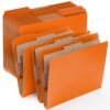 AmazingSpark 12 Pack Orange Classification Folders Letter Size, 1 Divider, 1/3-cut Tab, File Folders with Fasteners, Prongs, Expanding File Organizer Bulk for Office Employee, Coworker, Staff