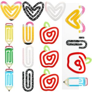 AmazingSpark 12 Pcs Back to School Jumbo Teacher Acrylic Paper Clips 4 Inch Paperclip Bookmark Set Teacher Appreciation Gifts Back to School Office Classroom Party Supplies
