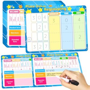 AmazingSpark 18 Pack Classic Place Value Charts Math Manipulative Whiteboards Dry Erase Flash Cards 9''x12'' Double Sided for Kids Student Teacher Classroom Must Have School