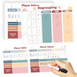 AmazingSpark 18 Pack Morandi Place Value Charts Math Manipulative Whiteboards Dry Erase Flash Cards 9''x12'' Double Sided for Kids Student Teacher Classroom Must Have School
