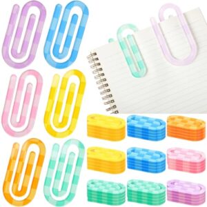 AmazingSpark 24 Pcs Back to School Teacher Gifts Jumbo Acrylic Paper Clips Sunday Appreciation Day Operation Paperclip Bookmark Book Lovers Office Classroom Supplies (Colorful Plaid Style)