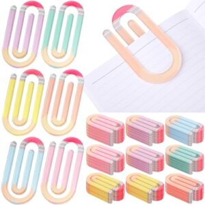 AmazingSpark 24 Pcs Back to School Teacher Gifts Jumbo Acrylic Paper Clips Sunday Appreciation Day Operation Paperclip Bookmark Book Lovers Office Classroom Supplies (Pastel Pencil Style 1)