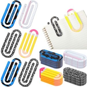 AmazingSpark 24 Pcs Back to School Teacher Gifts Jumbo Acrylic Paper Clips Sunday Appreciation Day Operation Paperclip Bookmark Book Lovers Office Classroom Supplies (Mixed Style)