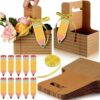 AmazingSpark 24 Set Back to School Gifts-2 Cup Drink Carrier with Handle Greeting Card Ribbon, Kraft Foldable Disposable Drink Carriers, Notebook Style Cup Holders for Teachers Party Favors Gift