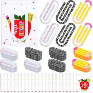 AmazingSpark 36 Set Back to School Teacher Gifts Jumbo Acrylic Paper Clips with Cards Sunday Appreciation Day Operation Paperclip Bookmark Classroom Supplies (Mixed Styles,Teacher Gift)