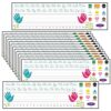 AmazingSpark 48 Pcs Traditional Cursive Name Plate for Desk, Self Adhesive Nametags with Alphabet Number Line 1-30 Waterproof Standard Alphabet Nameplates for Classroom School