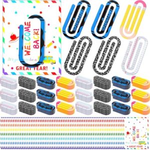 AmazingSpark 48 Set Back to School Teacher Gifts Jumbo Acrylic Paper Clips with Cards Sunday Appreciation Day Operation Paperclip Bookmark Classroom Supplies (Mixed Styles,Back School)