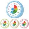 AmazingSpark 4 Pcs 60 Minute Visual Timer Bulk 100 Days of School Favors Colored Countdown Clock Time Management Tools with Silent for Valentines Back to School Gifts (Classic,Blue,Pink,Yellow,Green)