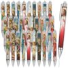 AmazingSpark 50 Pcs Catholic Pens, First Communion Religious Favors with Bible Verse, Smooth Writing Ballpoint Pens Catholic Saints Gift Bulk for End of Years Church Party Favors (Classic)