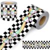 AmazingSpark 65 Feet Checkered Bow Bulletin Board Borders Back to School Pastel Checkered Border Trims Decoration for Classroom Borders Rolled Trim DIY Decoration for School Office Home Wall