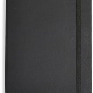Amazon Basics Classic Lined Writing Notebook for Note Taking and Journaling, Hardcover with Elastic Closure, 240 Pages, 5" x 8.25", Black