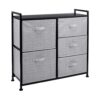 Amazon Basics Closet Organizer with 5-Fabric Storage Drawers for Bedroom, Living Room, Black