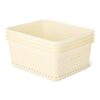 Amazon Basics Decorative BPA-Free Plastic Storage Baskets, 13.66 x 11.34 x 5.39 inches, Ivory, 4-Pack