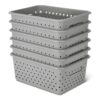 Amazon Basics Decorative BPA-Free Plastic Storage Baskets, 9.9 x 7.4 x 4.16 inches, Grey, 6-Pack