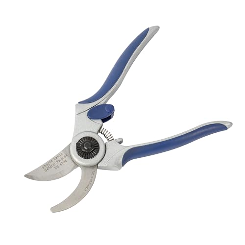 Amazon Basics Professional Bypass Pruning Shears, Lightweight Garden Clippers for Cutting Flowers, Trimming Plants, 7-inch Steel Garden Scissors, Blue
