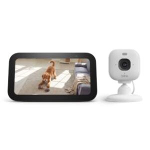 Amazon Echo Show 5 Smart Display with Alexa+ & Blink Mini 2K+ Indoor Security Camera Bundle - 2x Bass, Night Vision, Motion Detection