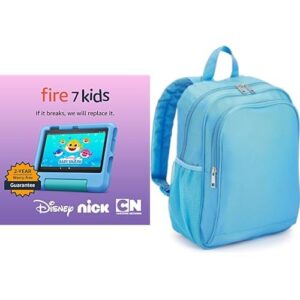 Amazon Fire 7 Kids Tablet Backpack Bundle — Bundle includes Amazon Fire 7 Kids tablet, 16GB, Blue & Blue Backpack