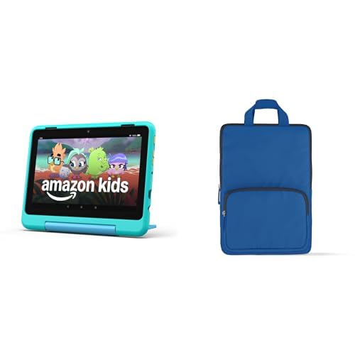 Amazon Fire HD8 Kids Pro Tablet Sleeve Bundle — Bundle includes Amazon Fire HD8 Kids Pro tablet, 64GB, Hello Teal & Denim Carrying Case