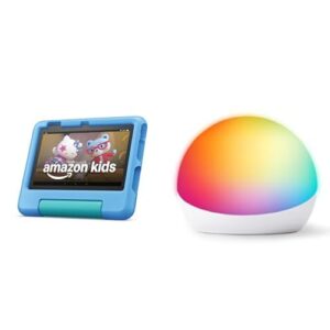 Amazon Kids Bundle Including Fire 7 Kids tablet (16 GB, Blue) + Echo Glow Multicolor Smart Lamp, Nightlight for kids