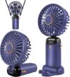 AmazValue Global Handheld Fan, Portable USB Rechargeable Mini Fan, 5 Speed Personal Fan, Foldable Desk Fan with LED Display, Small Neck Fan for Travel, Office, Outdoor, Camping