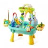 Ameble Play Sink for Toddlers 1-3 with Running Water Electric Recirculating Toy with Volcano Spray Fishing & Slide Activities - Blue