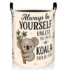 amepay Cartoon Koala Laundry Basket, Inspirational Foldable Oxford Cloth, Waterproof Dirty Clothes Hamper with Handles, Clothing Storage Bin Toy Organizer for Bedroom Dorm Bathroom, 19.7"x15.7"
