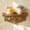 American Art Decor Antique Gold Vintage Ornate Resin Rabbits & Carrot Manor Floating Wall Mounted Shelf - Rococo Baroque Shabby Chic Ledge for Small Displays