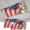 American Flag Golf Magnetic Fluorescent Light Covers for Ceiling Lights 2x4 Ft,4th of July Farmhouse Vintage Wood Grain Office Kitchen Drop Ceiling Light Covers Lighting Filters Shade Panel 2 Packs