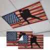 American Flag Magnetic Fluorescent Light Covers for Ceiling Lights 2x4 Ft, Blue Red USA Flag Retro Hockey Office Classroom Kitchen Drop Ceiling Light Covers Lighting Filters Shade Panel 2 Packs
