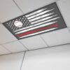 American Flag Magnetic Fluorescent Light Covers for Ceiling Lights 2x4 Ft, Retro US Flag Baseball Stars Gray Office Classroom Kitchen Drop Ceiling Light Covers Lighting Filters Shade Panel 1 Pack