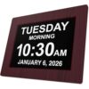 American Lifetime 【New 2023】 Dementia Clock Large Digital Clock for Seniors, Digital Clock Large Display with Custom Alarms, Clock with Day & Date for Elderly, Large Number Digital Clock Mahogany