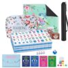 American Mahjong Tile Set, 166 Blue Tiles, Mahjong Tile Set with Carrying Bag, Dice, Mahjong Mat, Mini Tiles, Shuffler Cards, Portable Travel Complete Game Set for Home Outdoor, Gift for Enthusiasts