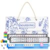 American Mahjong Tile Set, American Mahjong Set Complete with Bag, 166 White Tiles with Bag and Accessories, 4 All-in-One Mahjong Racks with Pushers, Travel Vita Mahjong Tile Game Set