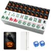 American Mahjong Tile Set Black Raven Perched Glowing Jack-o'-Lantern Spooky Forest Crow Halloween 166 Acrylic Mahjong Tiles 1.4" Large Mahjong Game Set with Bag and Accessories for Gift Travel Party