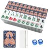 American Mahjong Tile Set Ornate Peacock Floral Mandala Royal Blue Pink Gold Baroque Decorative 166 Acrylic Mahjong Tiles 1.4" Large Mahjong Game Set with Bag and Accessories for Gift Travel Party