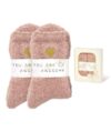 American Trends Fuzzy Socks for Women, 2 Pairs Pink Cloud Sleep Set in Gift Box, Cozy Self-Care Gift with You Are Awesome Sleeve