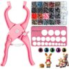 Amigurumi Safety Eyes Kit with Ergonomic Snapper Tool - 1150PCS 3D Glitter Safety Eyes and Noses for Crocheting, Beginner Friendly Stuffed Animal Eyes 5-30mm with Storage Case