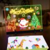 AMIR LED Note Board with Colors, 13.7“x10” LED Drawing Board Acrylic Dry Erase Board with 4 Light Colors, Brightness Adjustment, Stand, 7 Markers, 5 Copy Drawings Message Board for Home or Decor