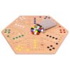 AmishToyBox.com Wahoo Marble Game Board Set - 20" Wide - Solid Oak Wood - Double-sided - with Large 18mm Marbles and Dice Included