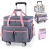 AMOIGEE Rolling Teacher Bag with Wheels, File Organizer, Laptop Compartment