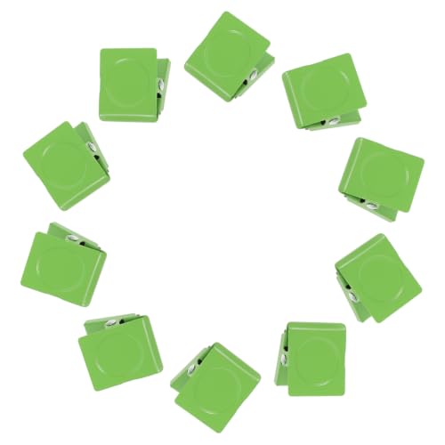 AMUSLESUR Magnetic Clips with Wide Clamp Design and Whiteboard and Documents 10pcs 1.4 Inch Green Iron Magnet Clips Gentle Non-Marking Surface, for Office and School Organization