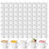 Amyhill 100 Set Disposable Tea Cups with Spoons 2 oz Mini Plastic Cup Bulk with Handle Hard Plastic Coffee Mug Disposable Square Espresso Mug for Tea Party Catering(White)