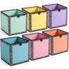 Amyhill 6 Pack 11 Inch Fabric Storage Cubes Bins Colored Foldable Storage Cubes with Handles Collapsible Baskets Organizer Decor for Home, Closet, Shelves, Toys, Books, Clothes (Macaron,Classic)