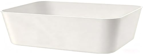 Amyup Set Of 4 Plastic Storage Bins,13.8×10×3.3 inch Versatile Kitchen Pantry Organization and Storage,for Plastic Storage Container Under Bed,Under Sink Bathroom Organizer (White, 4 XM)