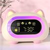 ANALOI Alarm Clock for Kids, Kids Alarm Clocks for Girls with Sleep Training Dual Alarm Eye Protection Auto Off Timer 10 Color Night Light, Cat Ok to Wake Clock, Gifts for Kids Girls