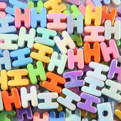 ANCADN 30pcs Large H Letter Beads A-Z Single Ab Color Letter Beads Large Hole Letters Bead Alphabet for Keychain Decorations Hanging Charms Necklace Bracelet DIY Jewelry Making(absc-H)