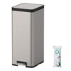 ANCALL Kitchen Trash Can with Lid Soft Close, 40L / 10.6 Gallon Stainless Steel Garbage Can with Removable Inner Bucket, Step Pedal Wastebasket for Home and Office, Live Room