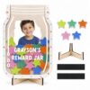 Andaz Press Personalized Wooden Star Reward Jar for Classroom, Custom Name & Photo Magnetic Star Jar Reward System with 25 Colorful Acrylic Stars, Classroom Behavior Chart for Teachers, Chore Tool